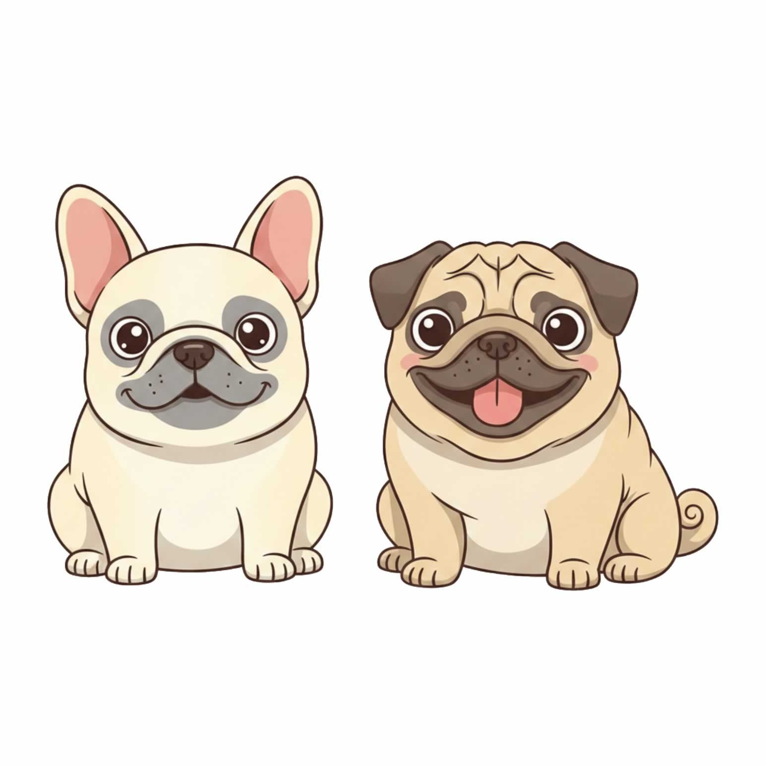Bulldog y Pug ilustración